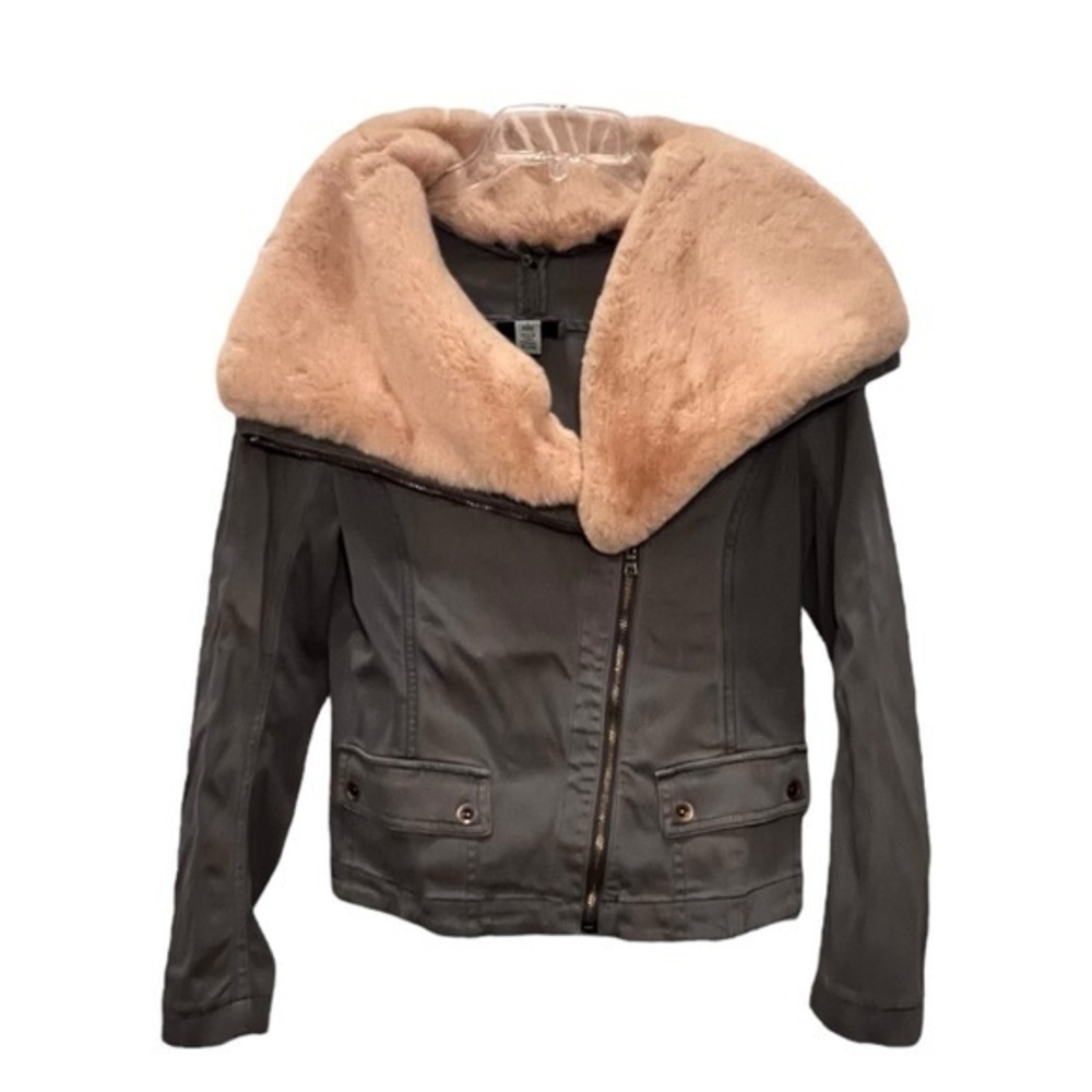 Marrakech Stitch Fix Grey Charlay Wide‎ Faux Fur Collar Jacket Womens SP Moto